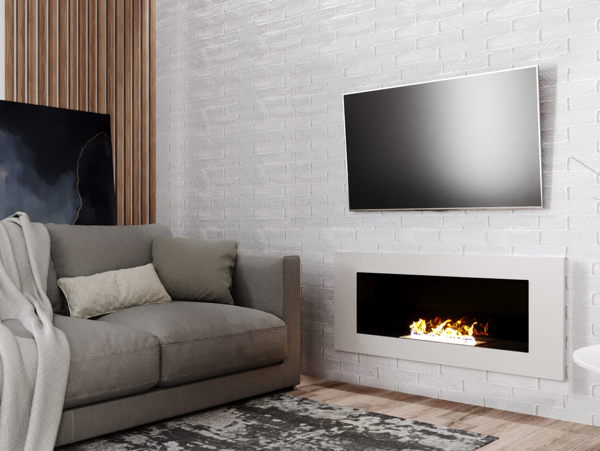 Биокамин "Русский огонь" Лайт Бланк 1200V с декоративным стеклом (стемалитом) по цене 28 650 руб.