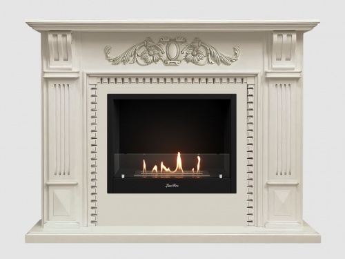 Каминный портал МДФ "Белфаст Люкс 1550" с биокамином Lux Fire "Фаер Бокс 1-30" (белый)